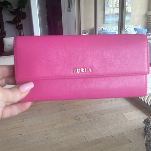 Furla | Accessories | Furla Pink Leather Womens Long Wallet | Poshmark